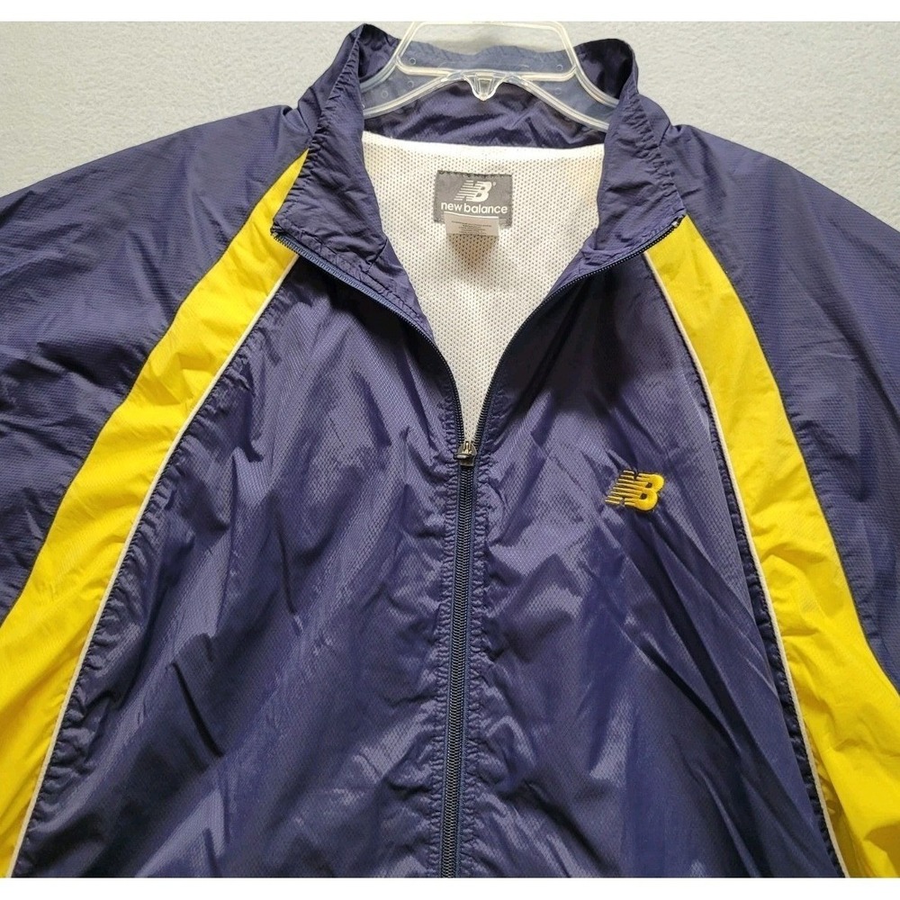 Y2K New Balance Jacket Mens XXL Full Zip Windbreaker Mesh Lined Nylon Pockets